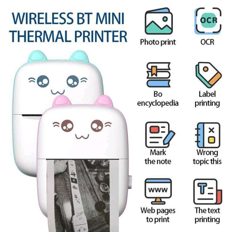 ZS - Wireless Mini Bluetooth Thermal Printer - Pink