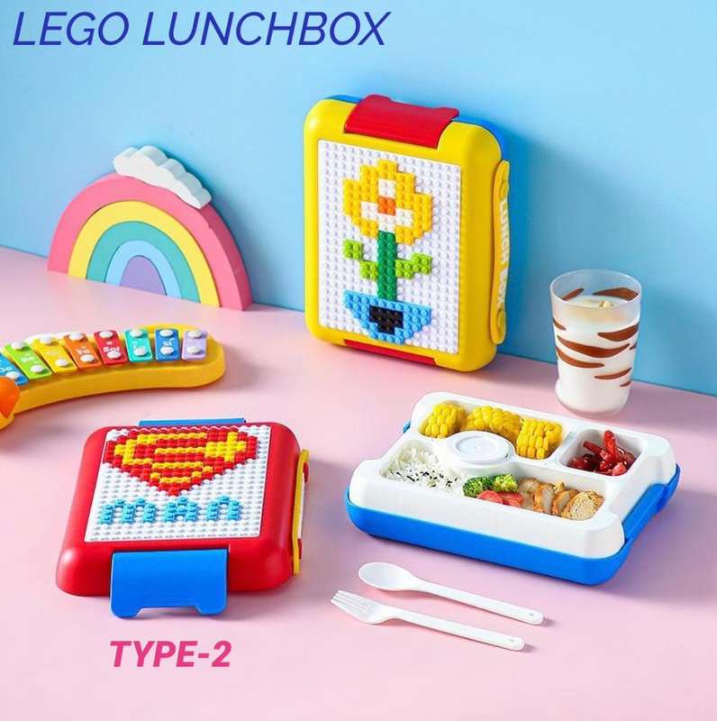 DIY Building Blocks Leakproof Microwave School Kids Lunch Box - Superman