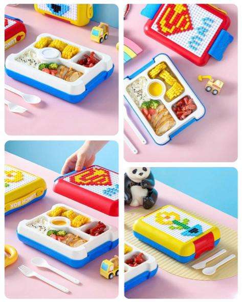 DIY Building Blocks Leakproof Microwave School Kids Lunch Box - Superman
