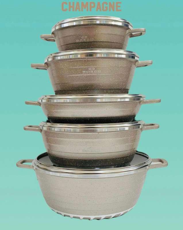 ZS - Aluminum 10 Piece Non Stick Coating Pot Set - Black