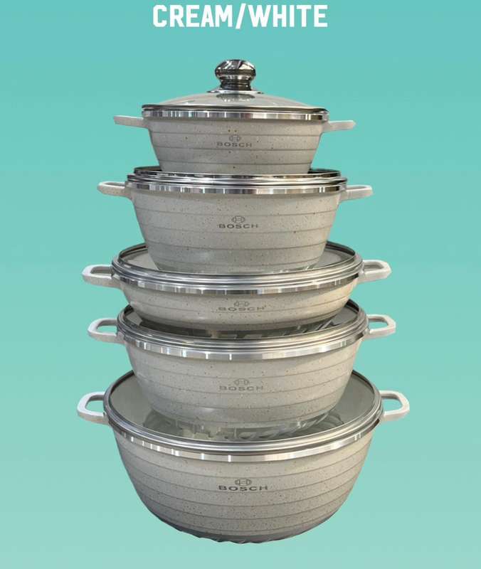 ZS - Aluminum 10 Piece Non Stick Coating Pot Set - Black