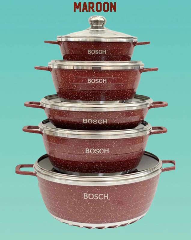 ZS - Aluminum 10 Piece Non Stick Coating Pot Set - Black