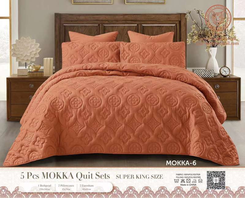 5pcs Super King MOKKA Quilted Bedspread - Beige