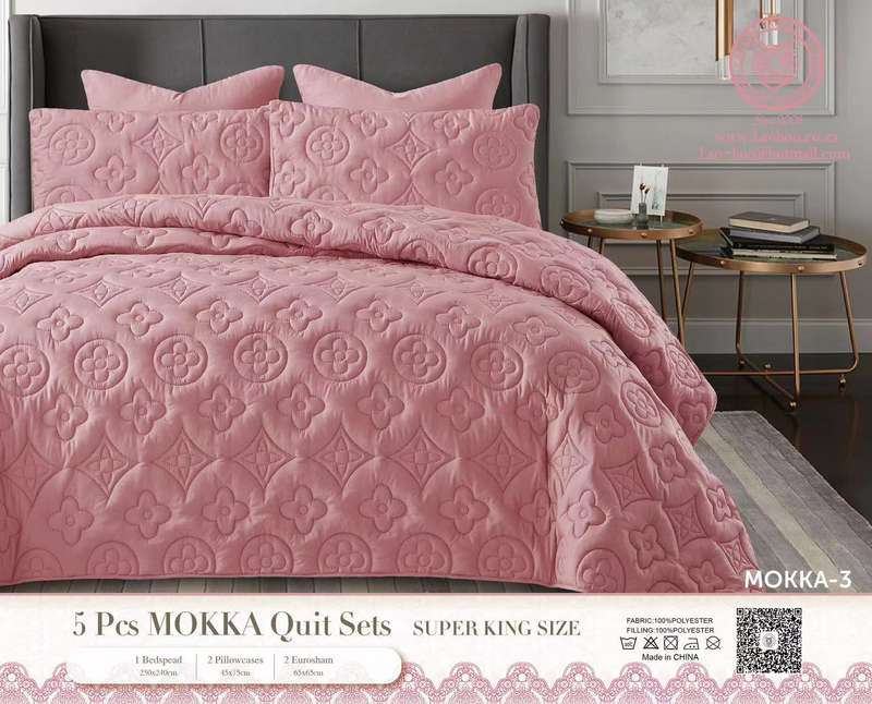 5pcs Super King MOKKA Quilted Bedspread - Beige