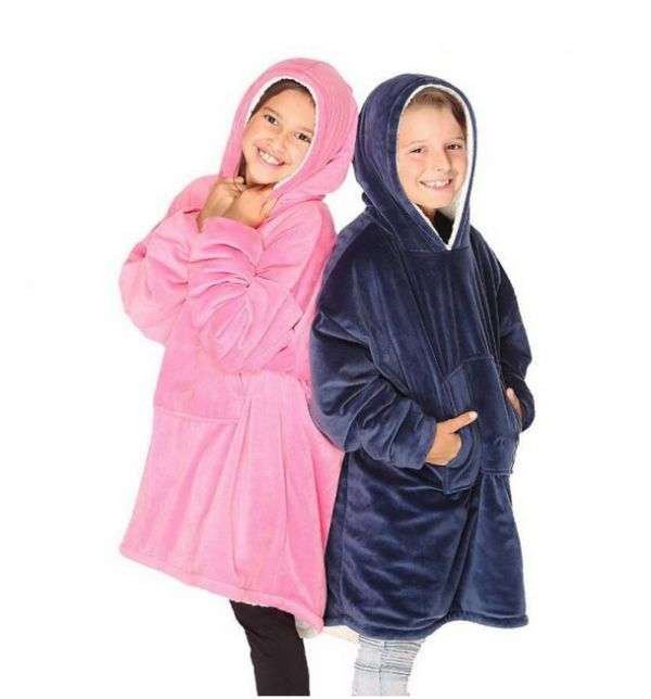 ZS - Kids Huggle Hoodie Oversized Ultra Plush Blanket Hoodie - Navy