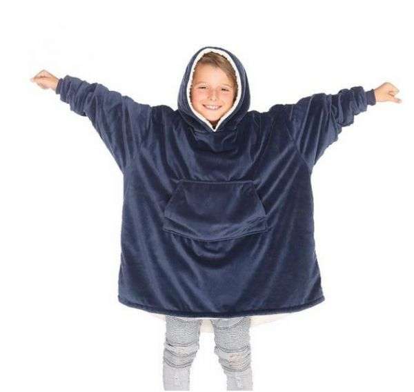 ZS - Kids Huggle Hoodie Oversized Ultra Plush Blanket Hoodie - Navy
