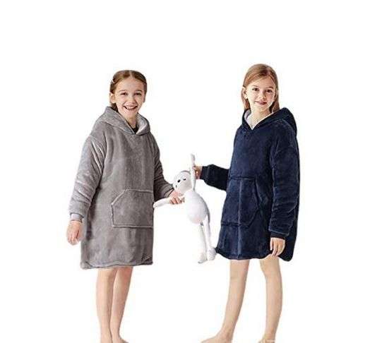 ZS - Kids Huggle Hoodie Oversized Ultra Plush Blanket Hoodie - Navy