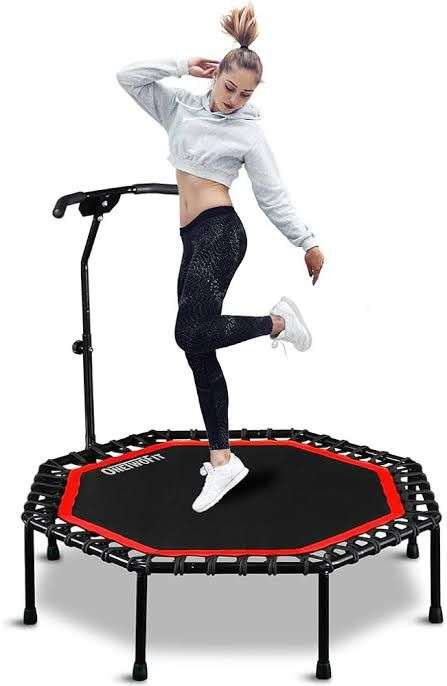 ZS -48 Inch Fitness Trampoline/Rebounder with Adjustable Handle - Green