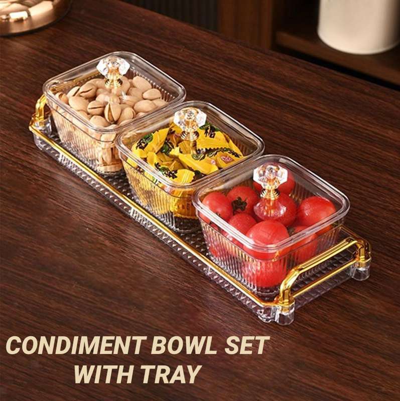 ZS - Condiment Bowl Set With Tray - 3pcs