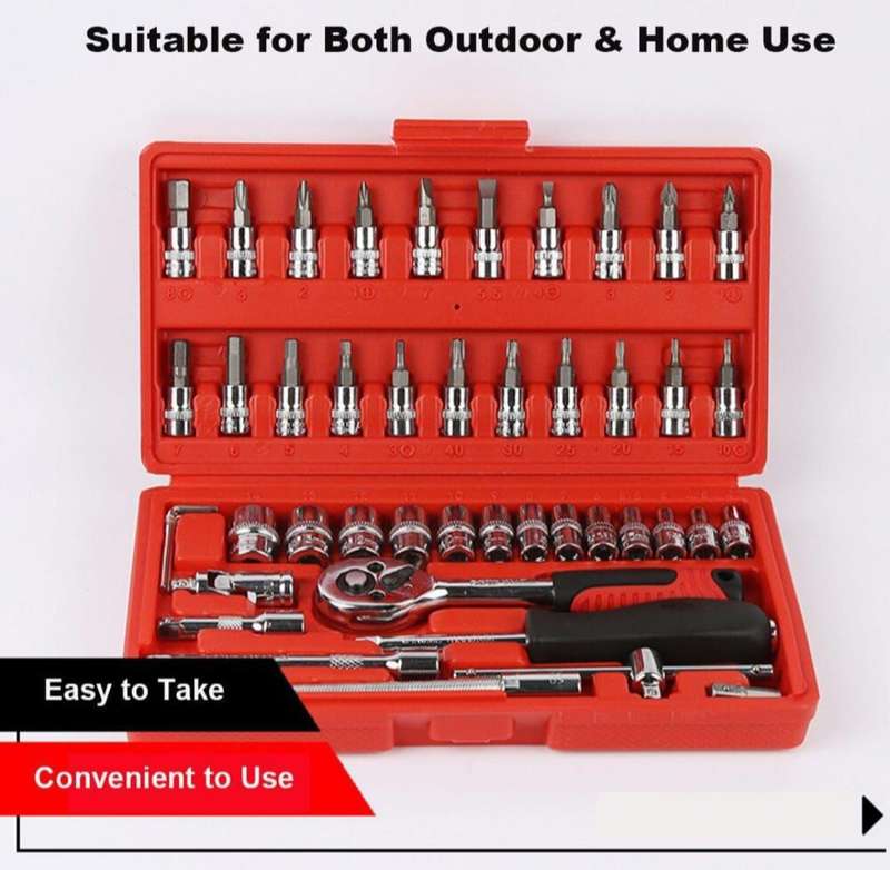 ZS - 46 Pieces 1/4-Inch Socket Set - Black