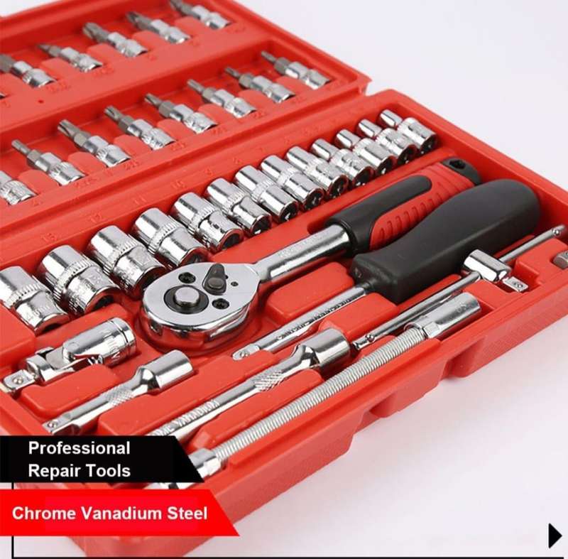ZS - 46 Pieces 1/4-Inch Socket Set - Black