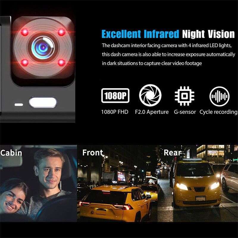 ZS - DUAL DASHCAM HD 1080P Triple Lens Reverse Park Monitor Car DVR viidure