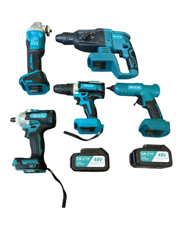 ZS - 48V 5 IN 1 CORDLESS TOOLS - Drill, Hammer Drill, Impact Wrench, Angle Grinder and Hot Glue Gun