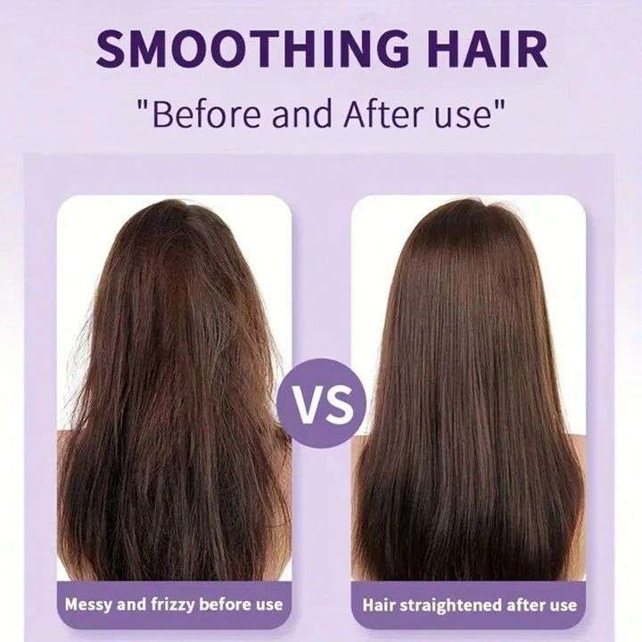 ZS -  Portable Rechargeable Travel Heat Comb Hair Straightener - Purple