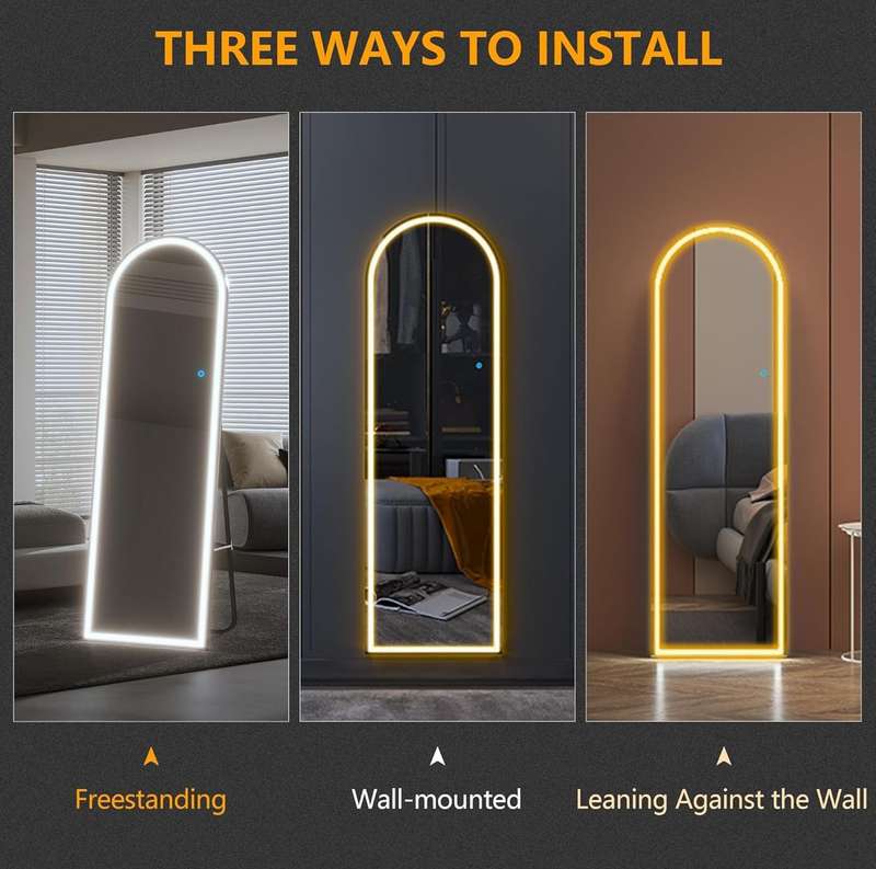 ZS - Full Length arched Mirror with LED Lights: 50cm x 160cm