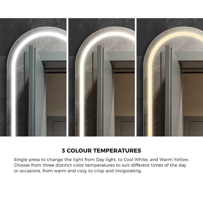 ZS - Frameless Arched Bathroom Mirror 110 x 70 cm with LED lighting