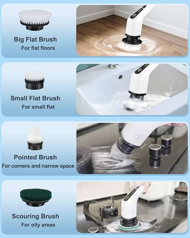 ZS - 8 in 1 Electric Cleaning Brush - Cordless