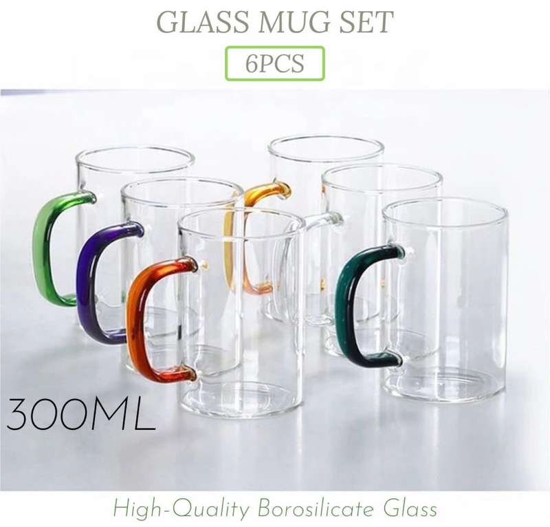 ZS - 6pc Glass Mug Set 300ml