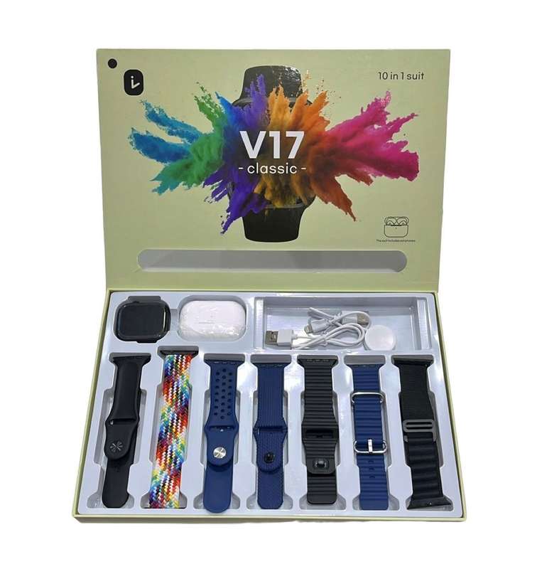 ZS - V17 Classic Smartwatch + Earpods + 7 Straps