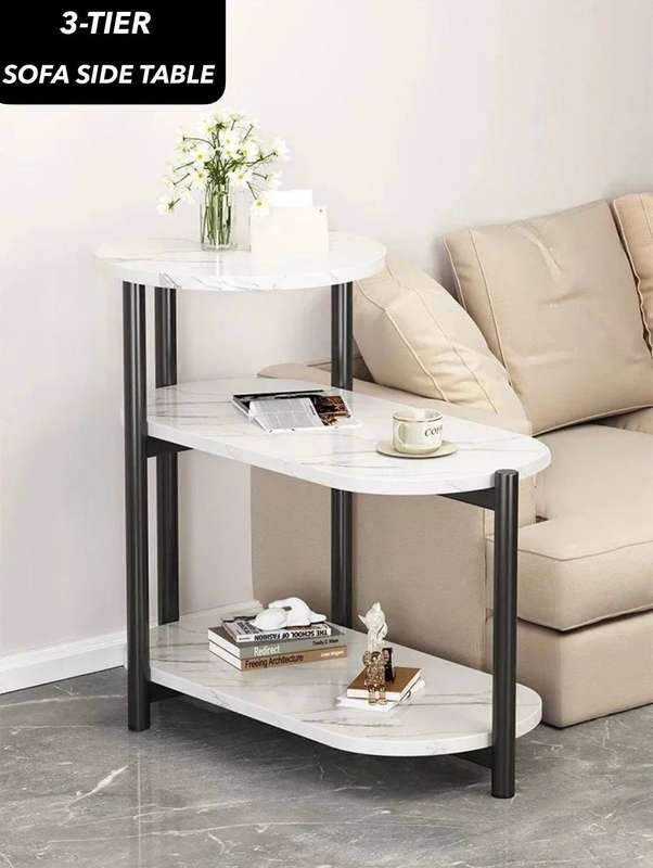 ZS - Sofa Side Table 3-Tier - Black