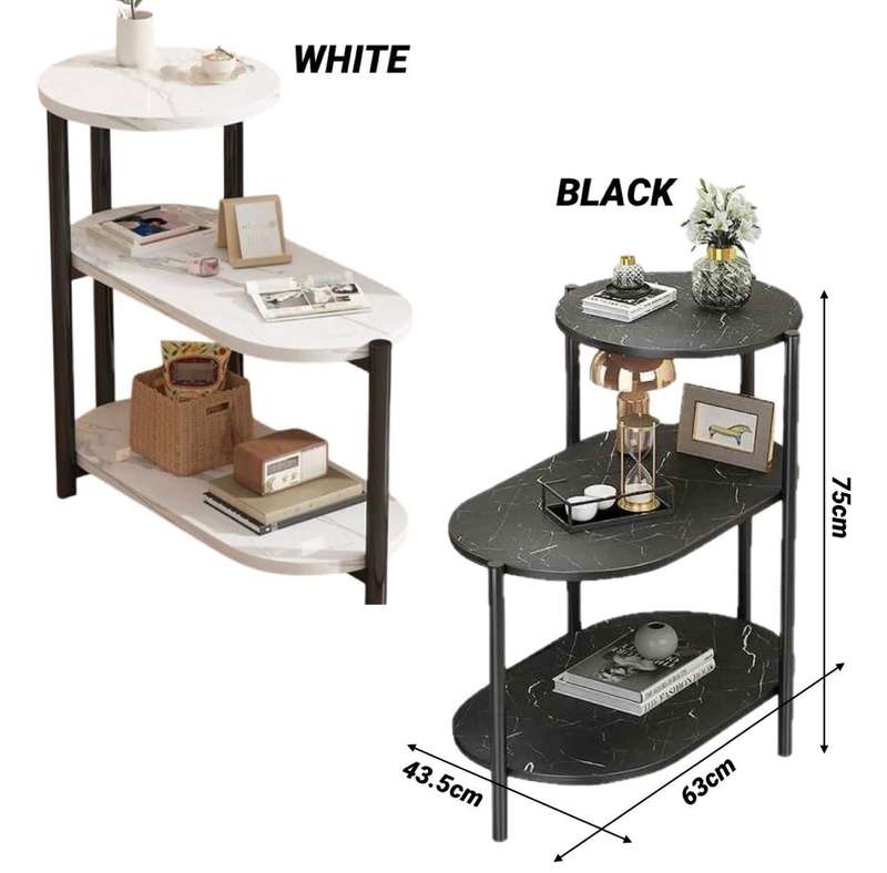 ZS - Sofa Side Table 3-Tier - Black