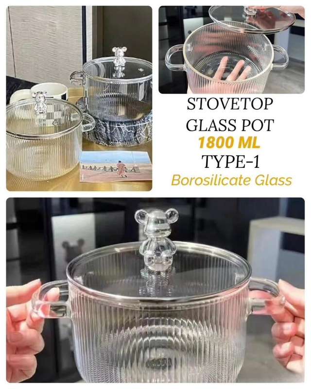 ZS - Glass Pot Heat Resistant Compatible With Gas & Electric Ceramic Stove - 1800ml