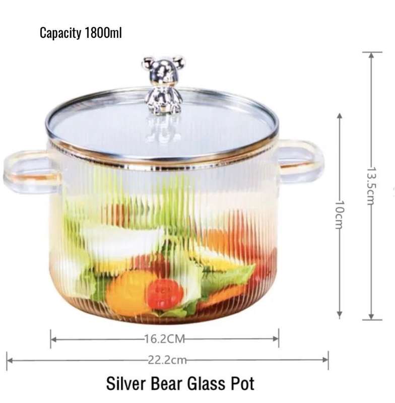 ZS - Glass Pot Heat Resistant Compatible With Gas & Electric Ceramic Stove - 1800ml