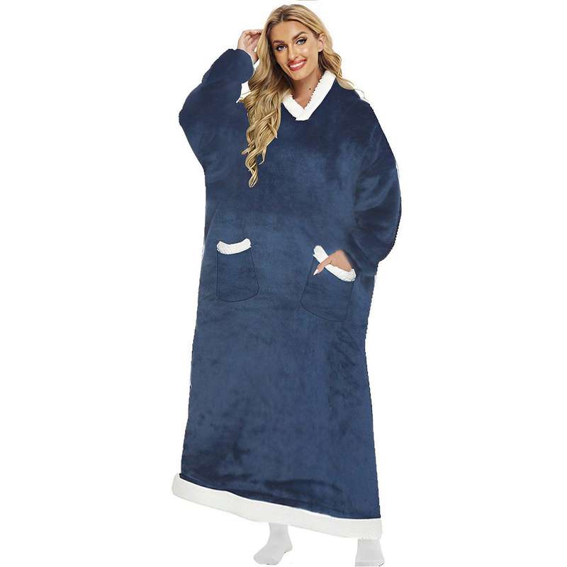ZS - Extra Long Oversized Huggle Blanket Hoodie - Black