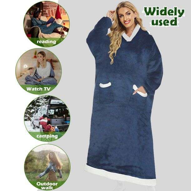 ZS - Extra Long Oversized Huggle Blanket Hoodie - Black
