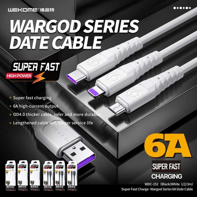 ZS - WEKOME Wargod 6A Fast Charging USB to Type-C Cable - Black