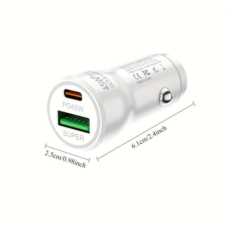 ZS - 45W Dual Port Fast Car Charger - White