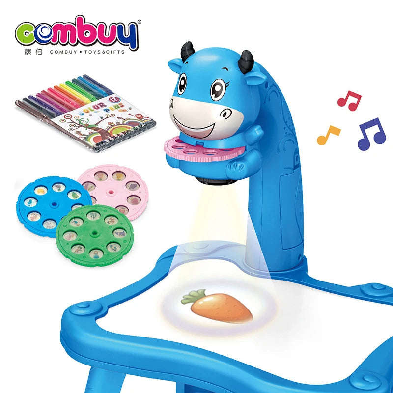 ZS - Toy Board Projector Drawing Table Painting for Children - Blue