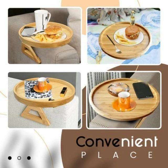 ZS - Bamboo Sofa Armrest Tray - Round - 30cm