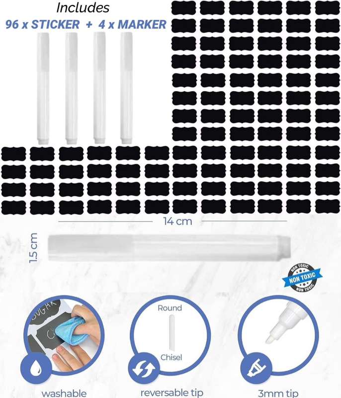 ZS - Multi Purpose  Chalkboard Label Stickers 96 PCS Pack