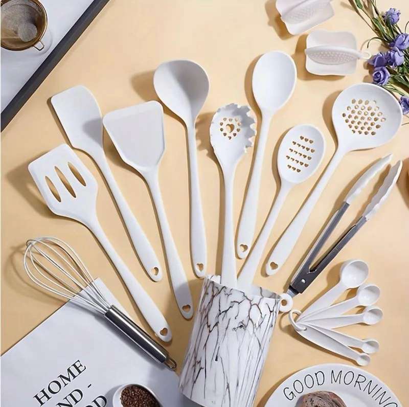 ZS - 18 Pcs Silicone Kitchen Tools Utensils - Pink