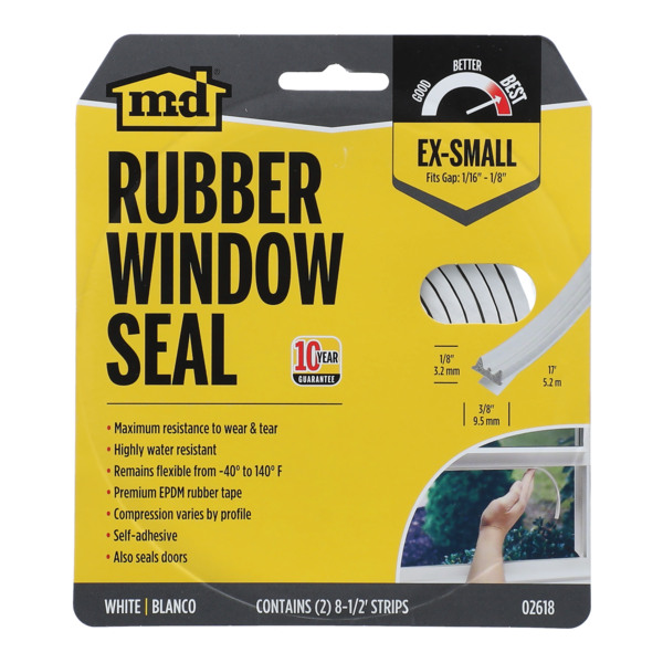 ZS - Rubber Window Seal for Extra Small Gaps White 38inch x 17ft