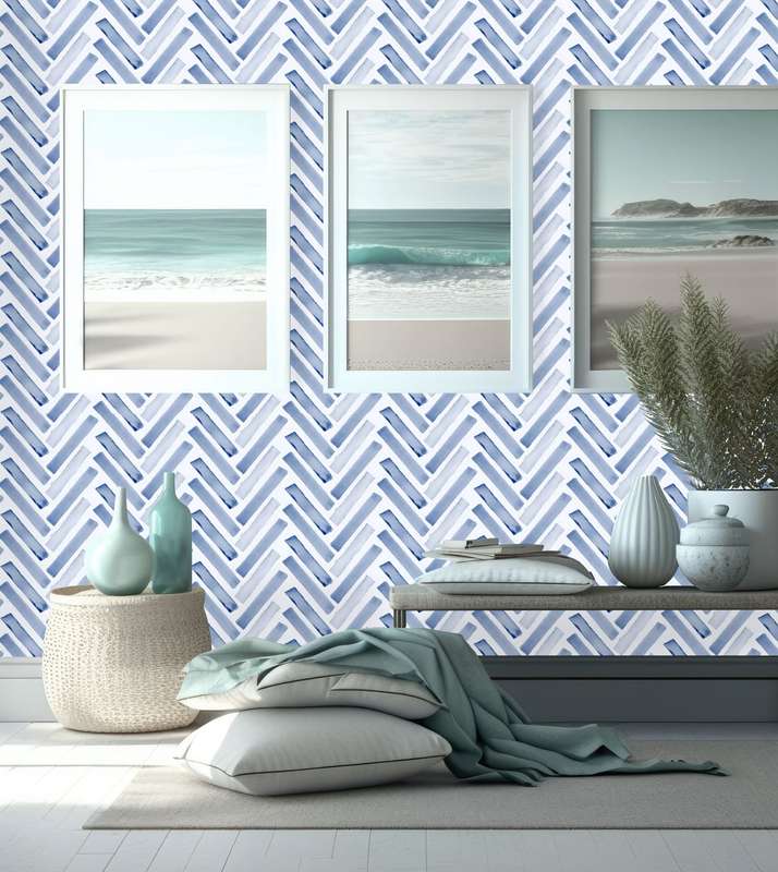 Watercolour Herringbone Wallpaper