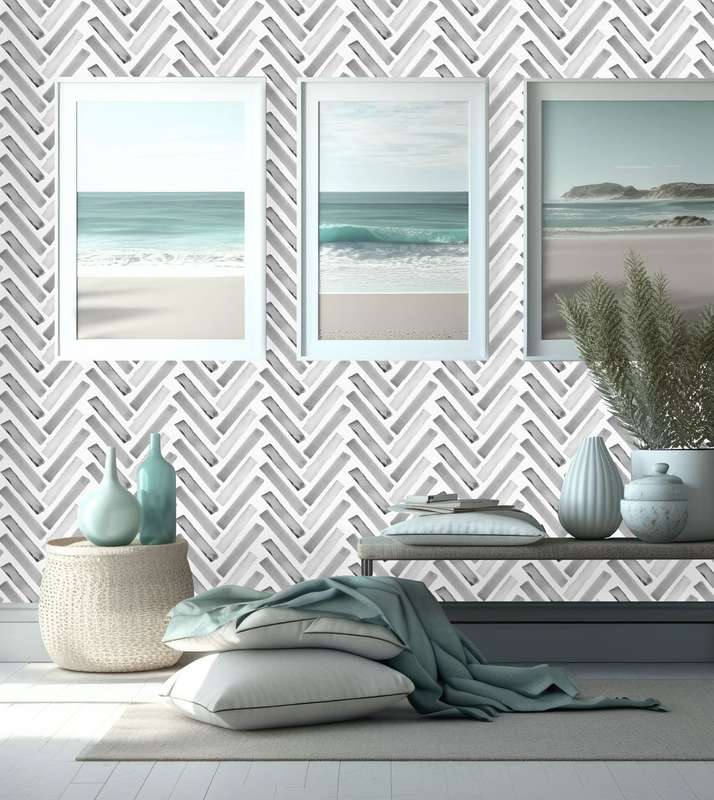 Watercolour Herringbone Wallpaper
