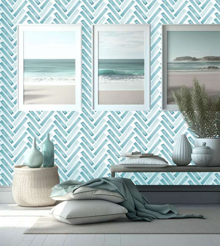 Watercolour Herringbone Wallpaper