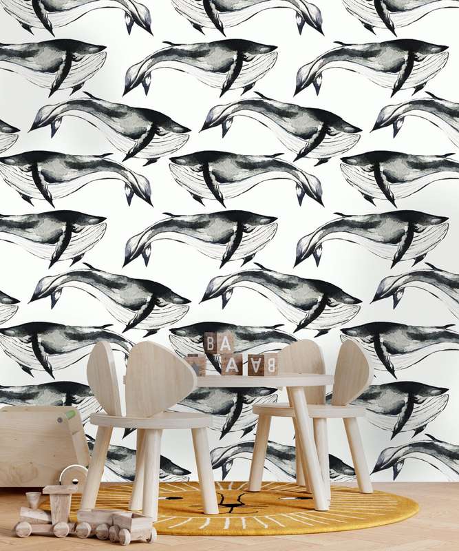 Watercolour Whale Wallpaper