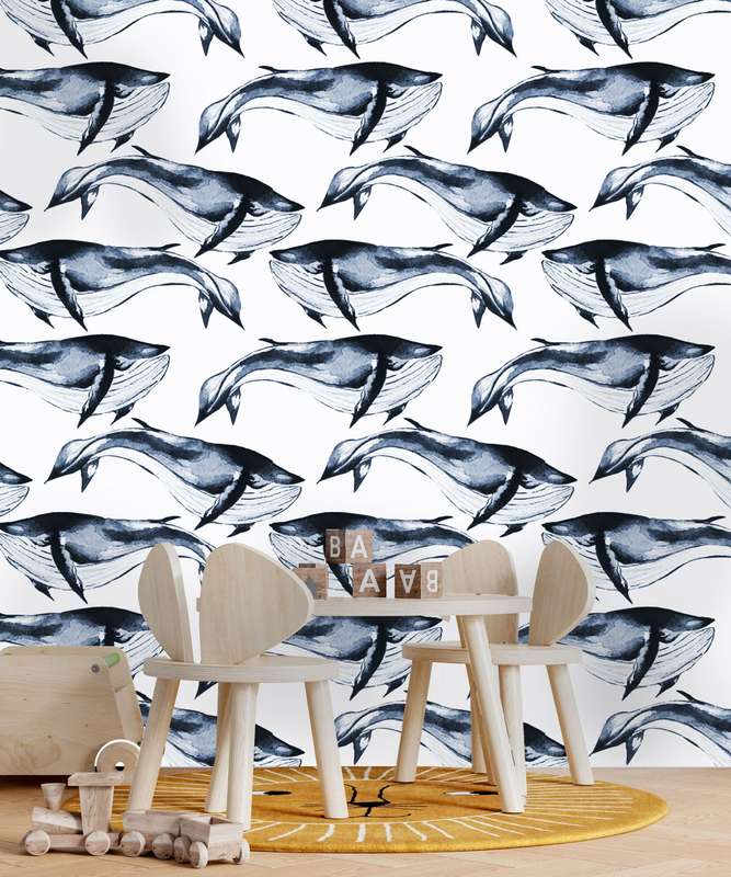 Watercolour Whale Wallpaper