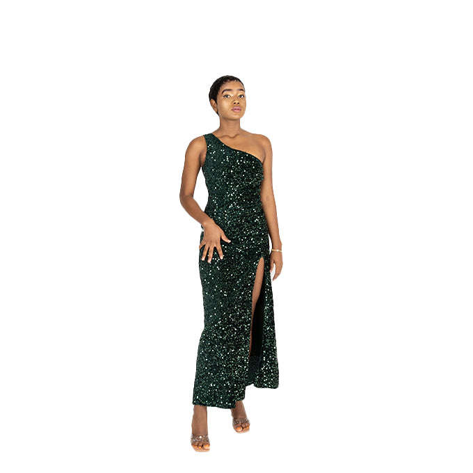 Glamorous Sequin Evening Gown in Green