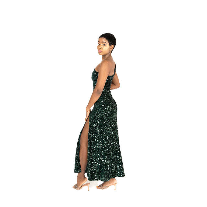 Glamorous Sequin Evening Gown in Green
