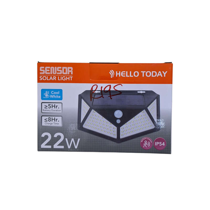 Hello Today 22 Watt Sensor Solar Lamp - Cool White