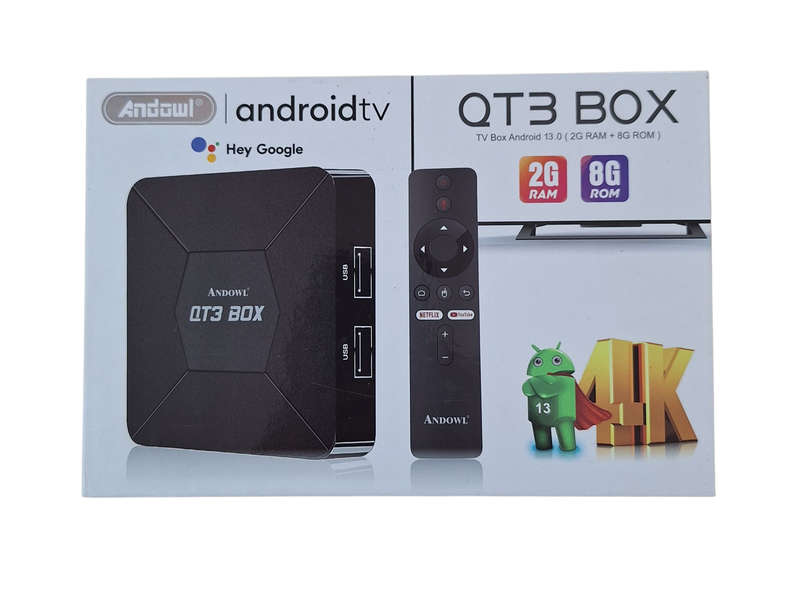 Android 13.0 QT3 TV Box  Ultra-Fast 4K Streaming Media Player with Wi-Fi