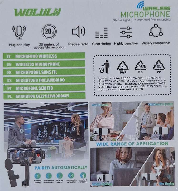 Professional Wireless Lavalier Microphone For Smart Phones Laptops Wireless Omnidirectional Conde...