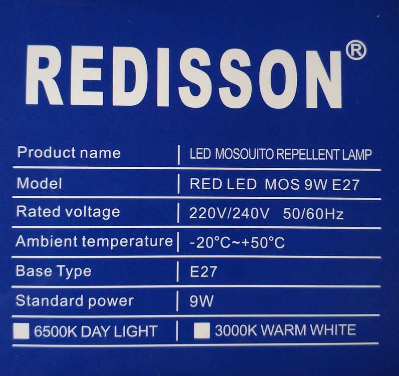 Redisson 9 watt E27 Mosquito Terminator Led lamp