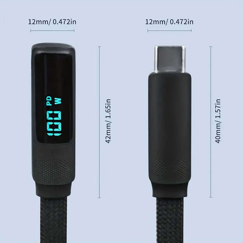 MAX 100W Fast Charging Type C to Type C Data Synchronous Charging Cable with LED Display