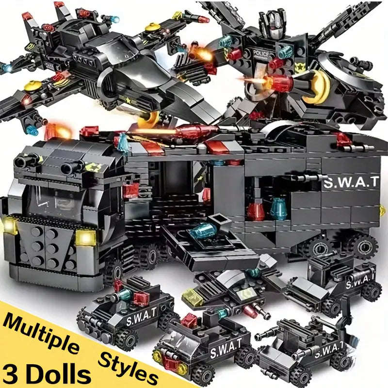 Building Blocks Swat Police Vehicle Robot Car Blocks