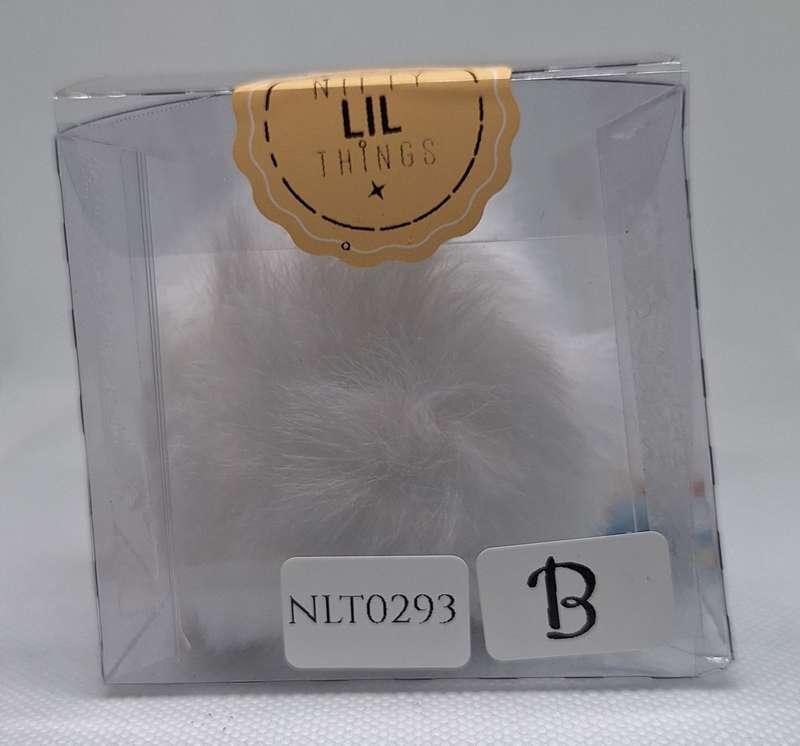 Custom Resin Letter Keychain With a White Pom Pom - B